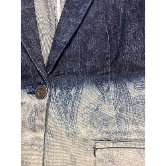 Chicos Platinum Denim Paisley Ombre Blazer Jacket 1 Medium NWT - Picture 7 of 7